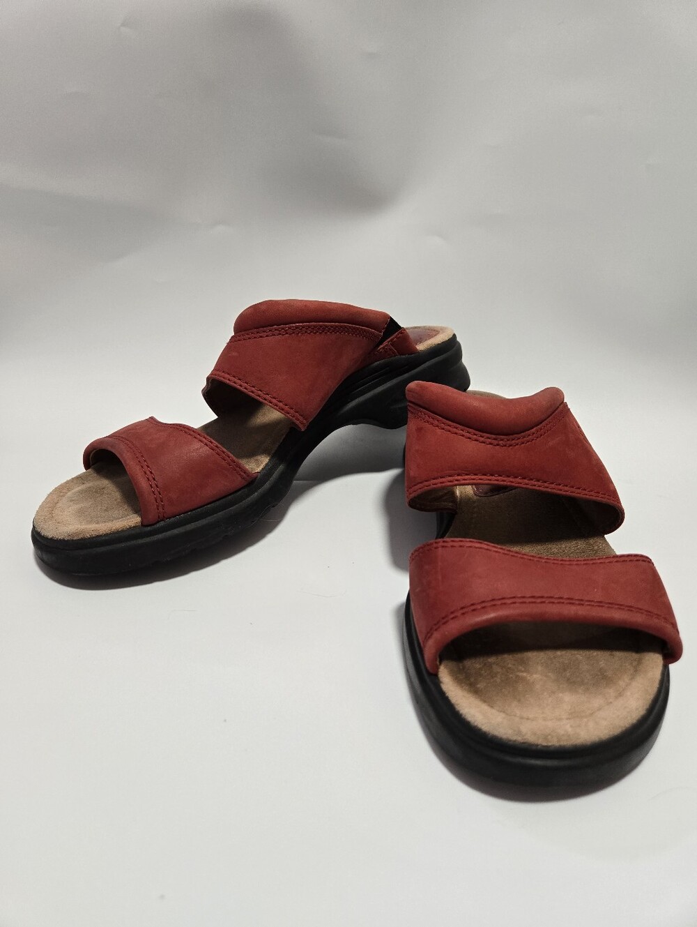Ariat Red Double Strap Sandals Size 9B Red Leather Upper Slip-on Sandals